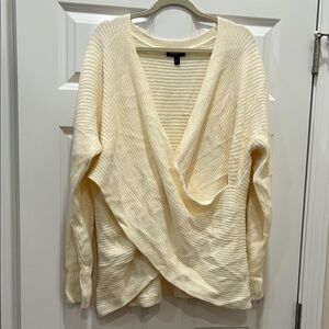 Express Cream Ribbed Knit Sweater